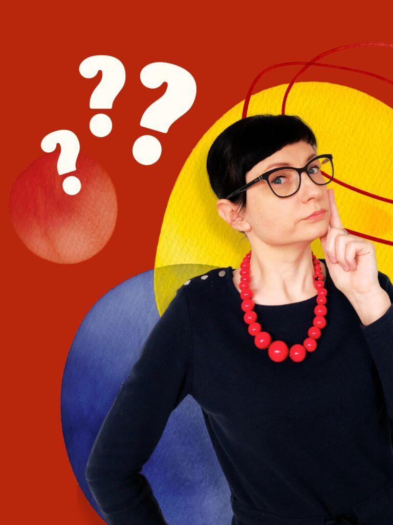 Joanna Rzońca zdjęcie wizerunkowe z pytajnikami